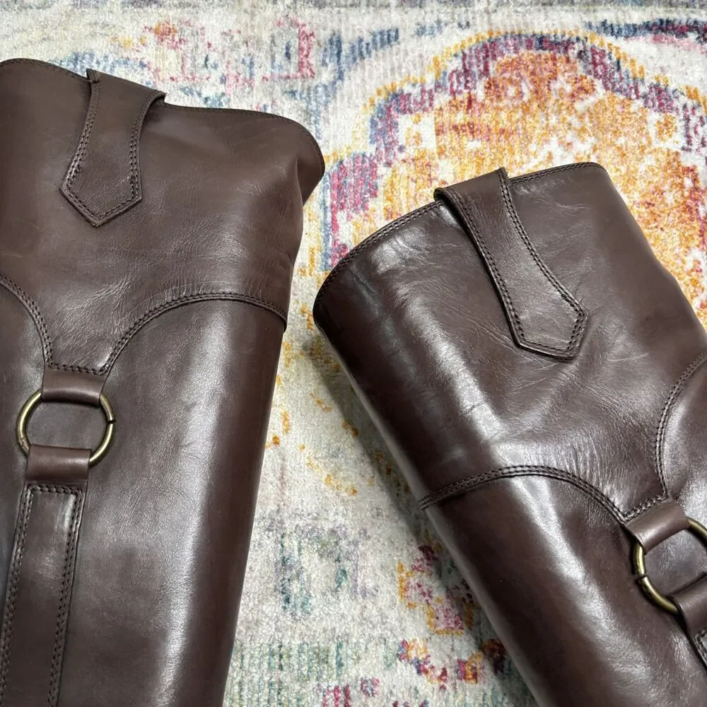AGL Vintage Brown Leather Riding Boots
